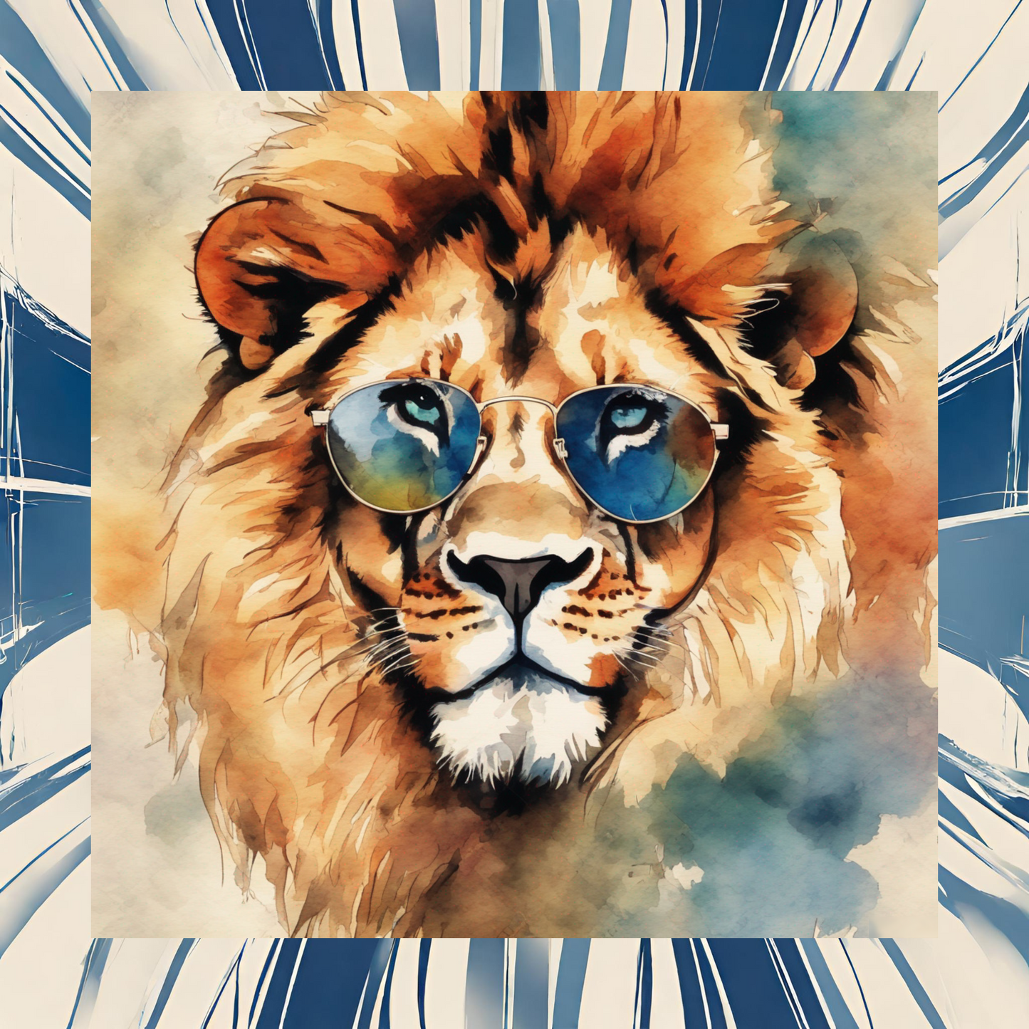 Watercolor Lion Shades Canvas